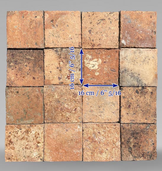 Set of 5,5 m² of terracotta floor tiles in square shape-5