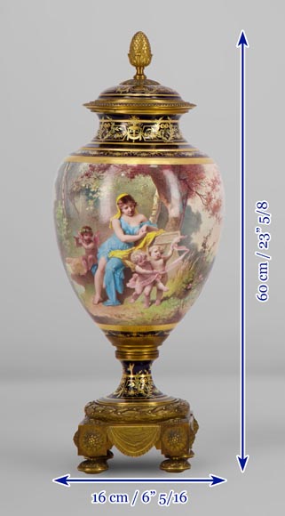 MANUFACTURE DE SÈVRES and Charles LABARRE (painter) - Pair of porcelain vases mounted in gilt bronze, circa 1890-13