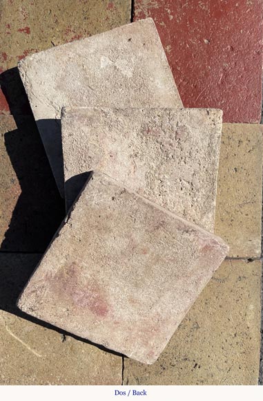 Set of around 15 m² of terracotta floor tiles in square shape, 19th century-4