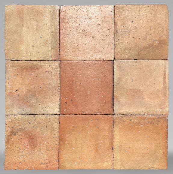 Batch of around 4,5 m² of terracotta floor tiles in square shape-0