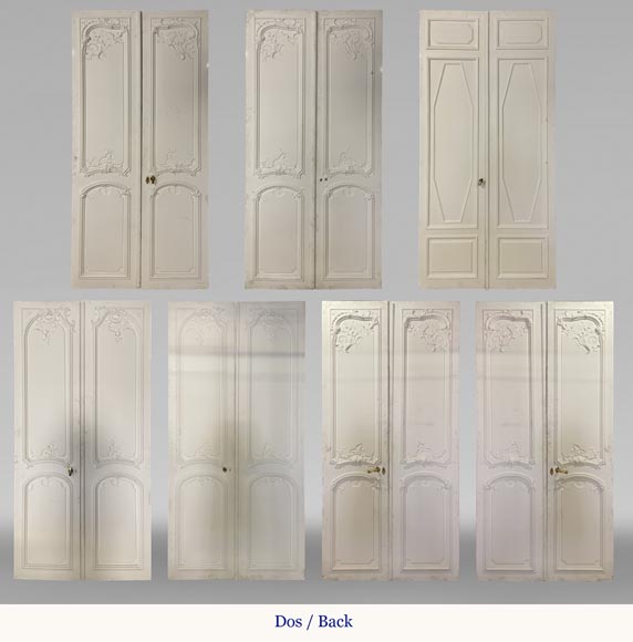 Important lot of 7 Louis XV style double doors-32