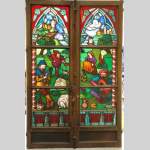 Neo-Gothic stained glass window peasant dance