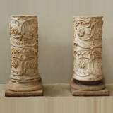 Paire de colonnes en pierre sculptée Renaissance - Réf.1335&nbsp;Largeur&nbsp;12cm&nbsp;Hauteur&nbsp;90cm