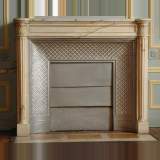 Arabescato marble Louis XVI mantel with columns - Reference 1336 Width 4' '' ⅞ Height 3' 5'' ⅜ Arabescato marble Louis XVI mantel with columns - Reference 1336 Width 4' '' ⅞ Height 3' 5'' ⅜
