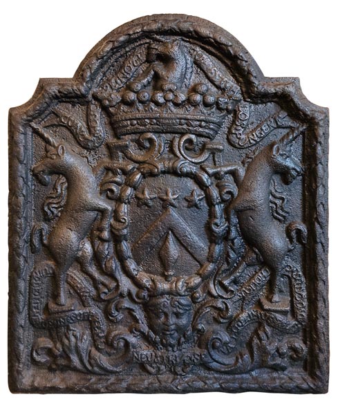 Fireback with the coat of arms of Pierre Godart, 19th century-0