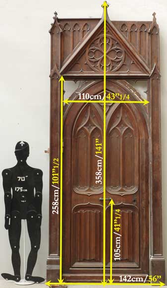 Neo-Gothic oak and walnut door -16