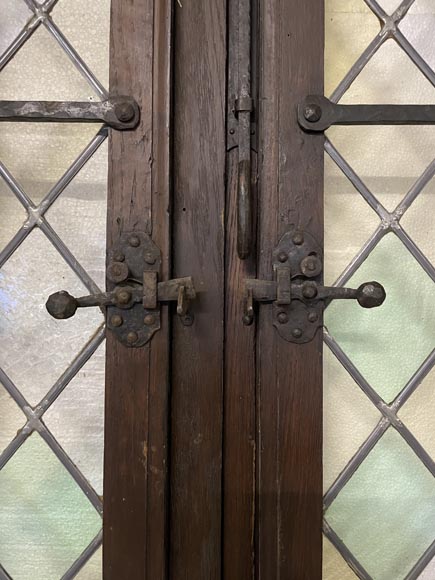 Double door in oak and stained glass, 20th century-10