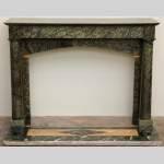 Deep green marble mantel with columns - Reference 1341 Width 4' 4'' ⅜ Height 3' 3'' Deep green marble mantel with columns - Reference 1341 Width 4' 4'' ⅜ Height 3' 3''