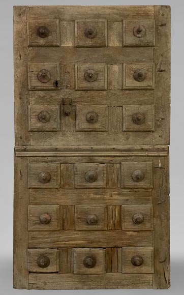Important antique pine tree door, 18th century-0