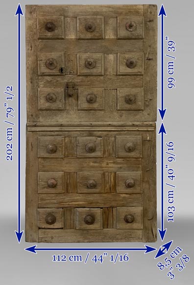 Important antique pine tree door, 18th century-11
