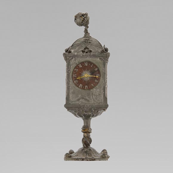 Jules BRATEAU, four-sided clock on a high square base-0
