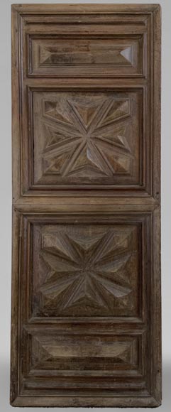 Antique paneled room elemen with sculpted cross motif, 18th century-0