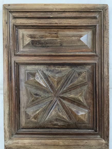 Antique paneled room elemen with sculpted cross motif, 18th century-1
