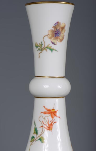 Manufacture de Sèvres - Pair of vases Delhi model with a polychrome floral decoration, 1875-7
