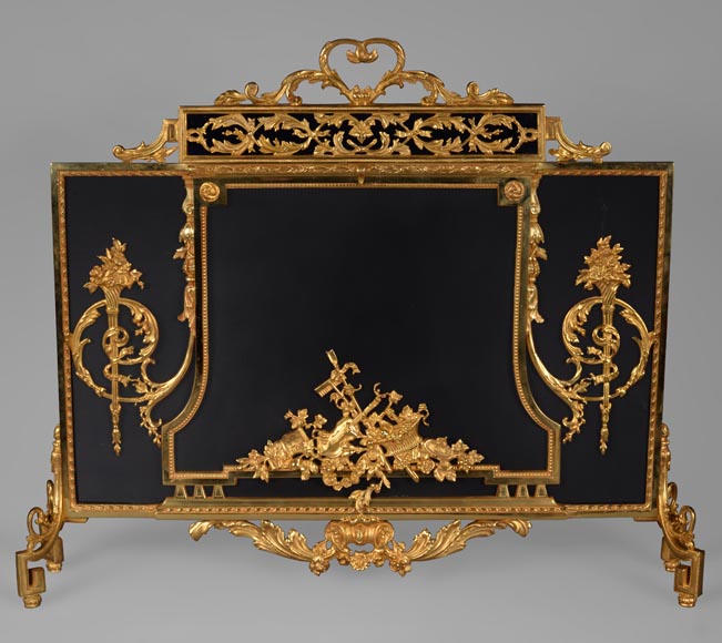 Napoleon III gilt bronze firescreen richly decorated-0
