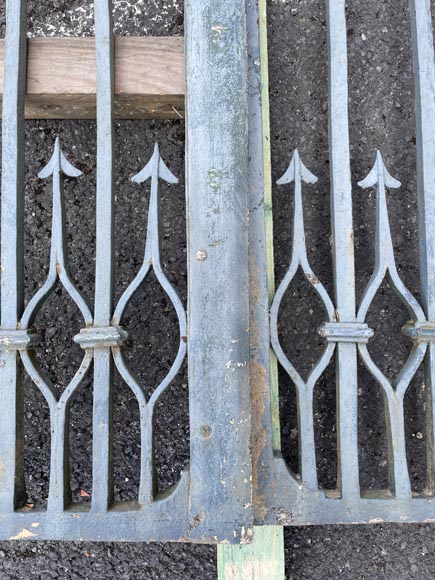 Wrought iron double panel gate with spikes-11