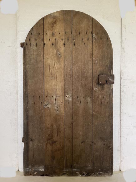 Oak door with rounded top from the 18th century-7