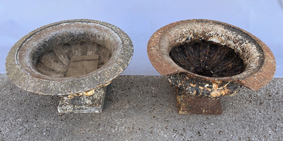 Pair of cast-iron garden vases-2