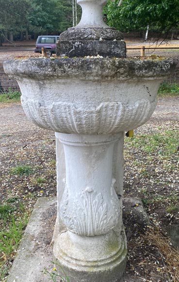 Regence style garden fountain with double basin in stone-7