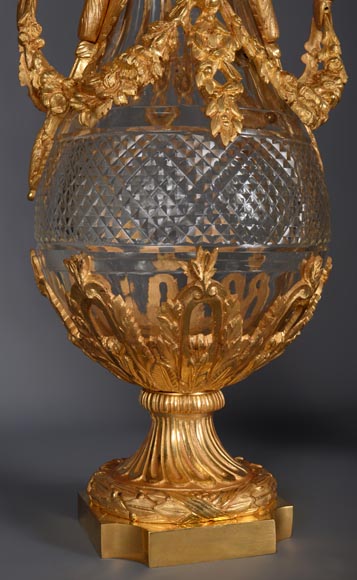 Pair of Louis XVI style crystal and gilt bronze vases-9