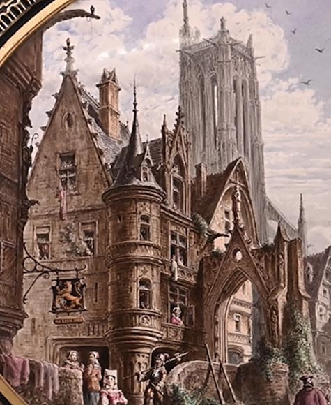 Imaginary views of Paris in the 16th century: two paintings on porcelain by Alphonse CHAIGNON-2