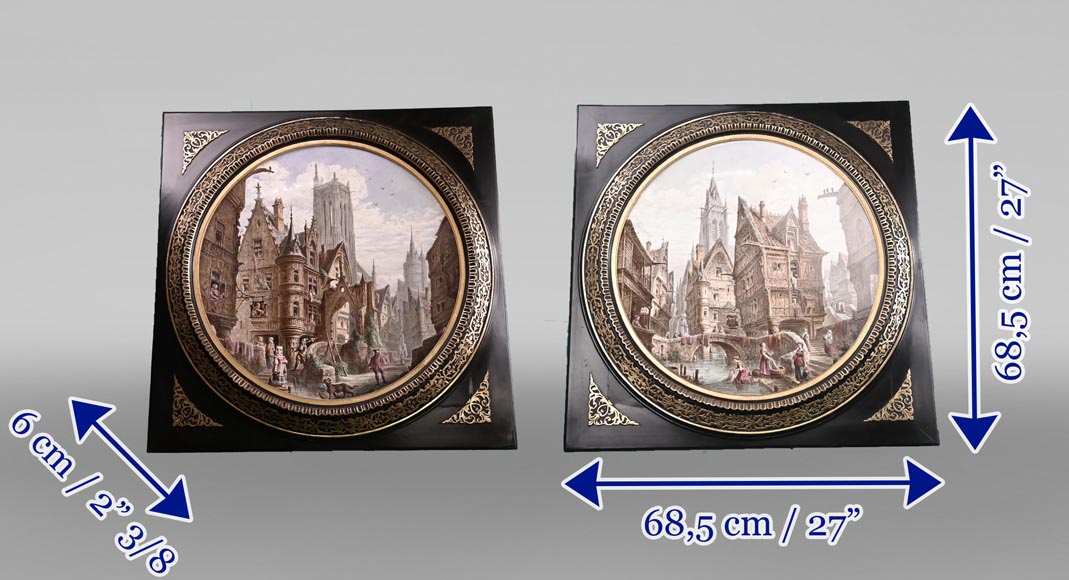 Imaginary views of Paris in the 16th century: two paintings on porcelain by Alphonse CHAIGNON-13