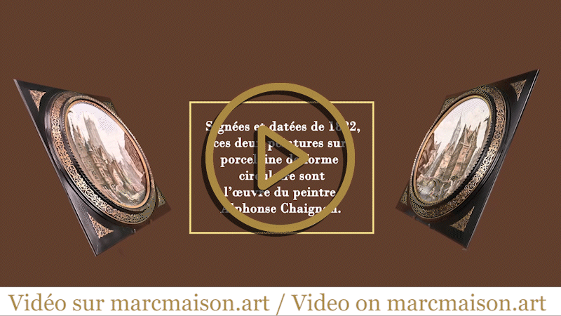 Imaginary views of Paris in the 16th century: two paintings on porcelain by Alphonse CHAIGNON-0