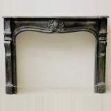 Black marble Louis XV style mantel - Reference 1414&nbsp;Width&nbsp;5' 2'' ⅝&nbsp;Height&nbsp;3' 10'' ⅞