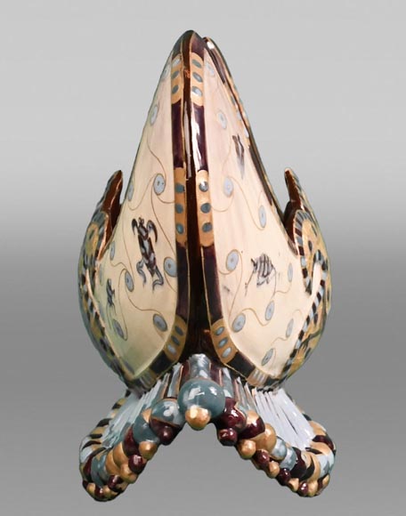 A precious Egyptian ship, a rare earthenware piece by Emile GALLÉ-7