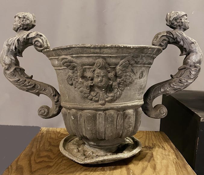English Baroque lead urn, Bulbeck Foundry, 19th century-10