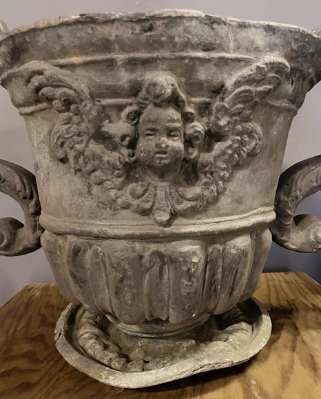 English Baroque lead urn, Bulbeck Foundry, 19th century-12
