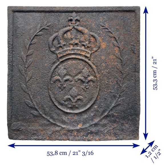 18th century fireback representing the arms of France-6