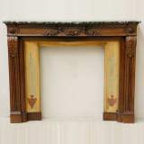 Walnut wood mantel with green marble shelf - Reference 1436 Width 4' 6'' ⅜   138cm