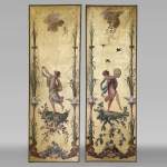 Pair of decorative canvases on the theme of music in the 18th century taste