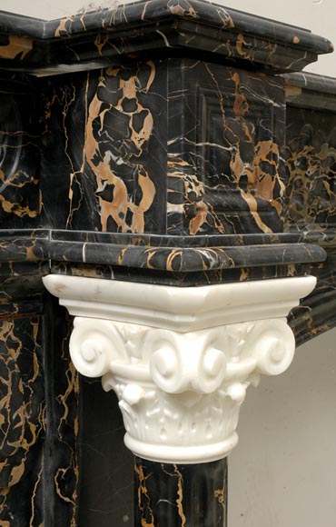 Napoleon III Portor and Carrara Statuary marble mantel with Corinthian columns-7