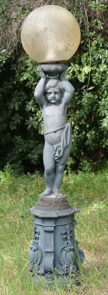 Floor lamp with putto, Val d'Osne cast iron-0