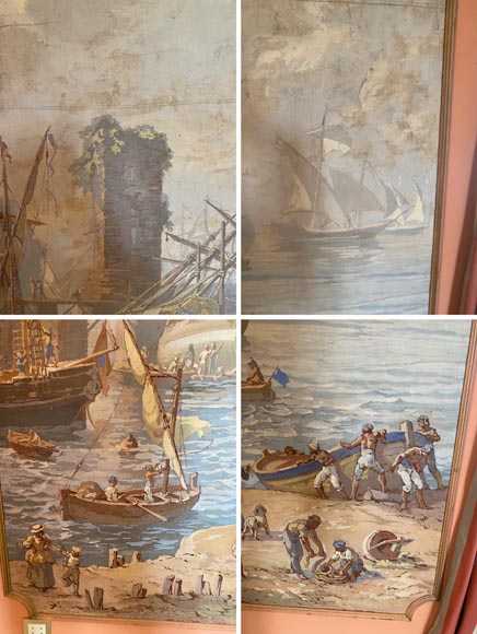 Set of six paintings with marine scenes-2