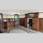 Art Nouveau style mahogany woodwork with fireplace