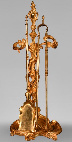 Louis XV style ormolu mantelpiece tool set-0