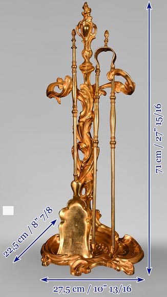 Louis XV style ormolu mantelpiece tool set-7