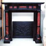 Napoleon III black marble mantel with red marble columns