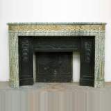 Louis XVI mantel Vert d'Estours marble with bronzes