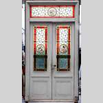 Double door with stained glass windows