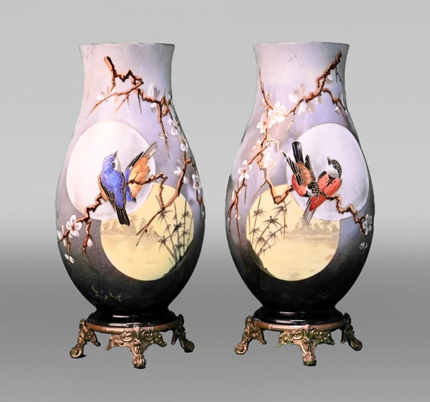 BACCARAT, Pair of vases with Japanese decoration, circa 1900-0
