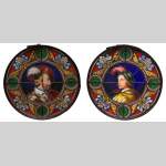 Four stained glass window Neo-Renaissance portraits