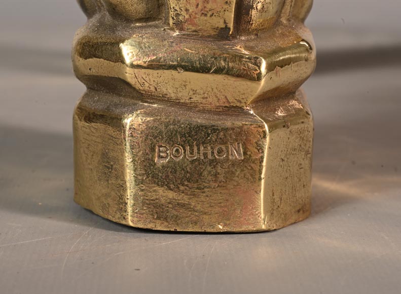 Pair of gilt bronze andirons-7