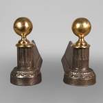 Pair of Napoleon III style polished bronze andirons
