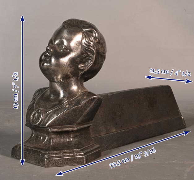 Pair of andirons with child busts-6