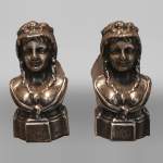 Pair of andirons with female busts