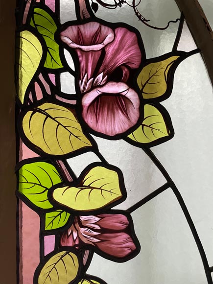 KOENIG & LAFITTE - Art Nouveau stained glass window with bindweed-5